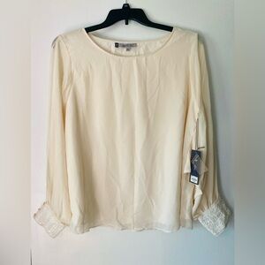 Jennifer Lopez Cream Long Slit Sleeve Blouse Size XL New With Tags